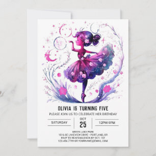 Fun Editable Ballerina Birthday Invitation