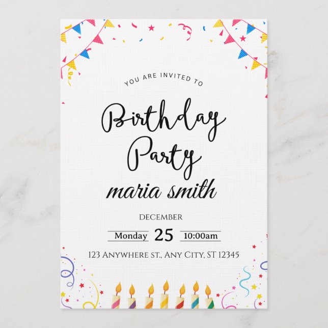Fun & Editable Birthday Invitation – Custom Party  (Front)