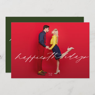 fun editable photo calligraphy Happiest Holiday Card