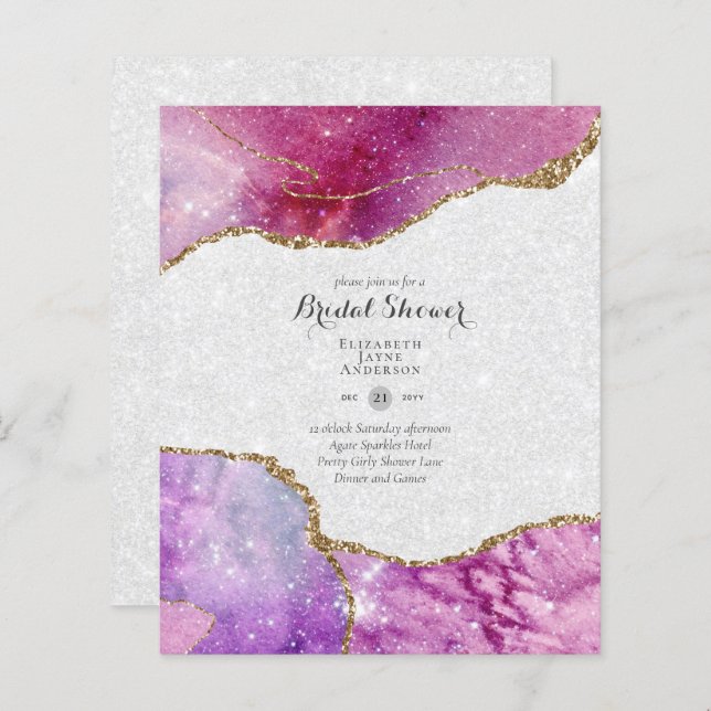 Fun Elegant, Glittery BUDGET Bridal Shower (Front/Back)