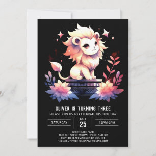 Fun Elegant Lion Birthday Invitation