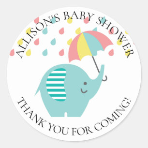 Fun Elephant Baby Shower Thank You Sticker