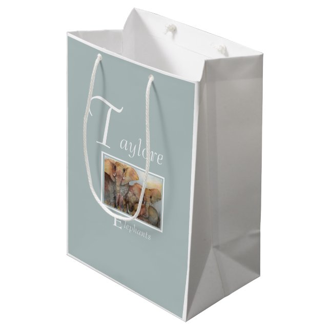 Fun Elephant Family Medium Gift Bag (Front Angled)