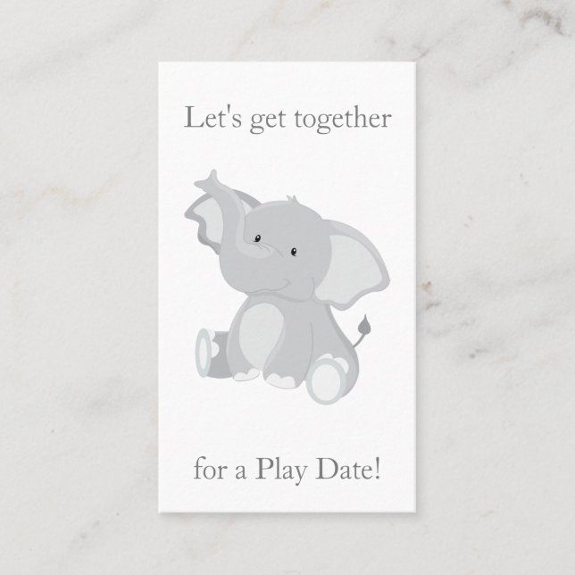 Fun Elephant Playdate Calling Card (Front)