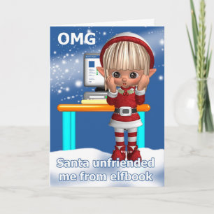 Fun Elf Holiday Greeting With Computer