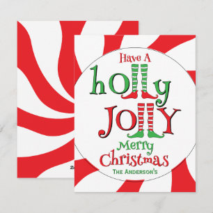 Fun Elf Legs Holly Jolly Merry Christmas! Holiday Card