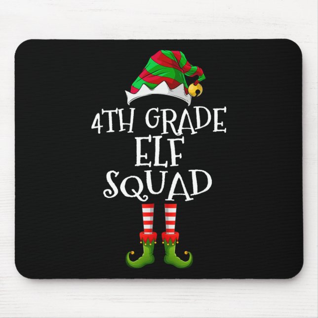 Fun Elf Squad 4th Grade Teacher Christmas Students Mouse Pad (Front)