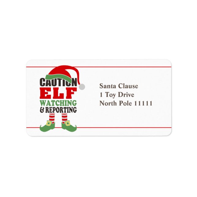 Fun ELF WATCHING Christmas Gift Label (Front)