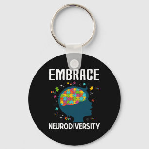 Fun Embrace Neurodiversity Quote Autism Awareness Key Ring