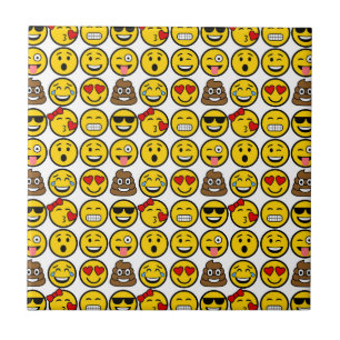 Fun Emoji Pattern Emotion Faces Ceramic Tile