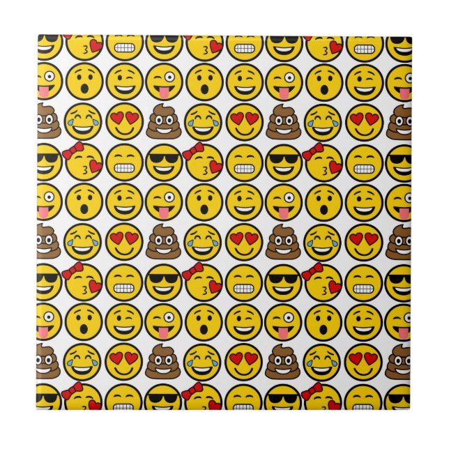 Fun Emoji Pattern Emotion Faces Ceramic Tile (Front)
