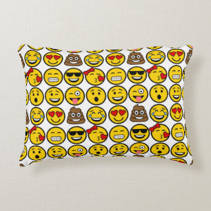 Fun Emoji Pattern Emotion Faces Decorative Cushion
