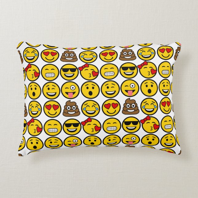Fun Emoji Pattern Emotion Faces Decorative Cushion (Front)