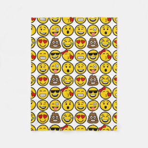 Fun Emoji Pattern Emotion Faces Fleece Blanket