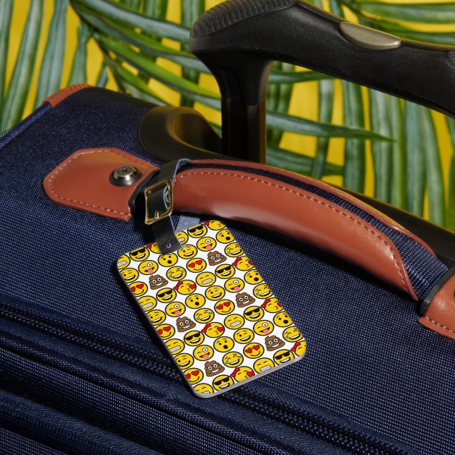 Fun Emoji Pattern Emotion Faces Luggage Tag (Front Insitu 1)