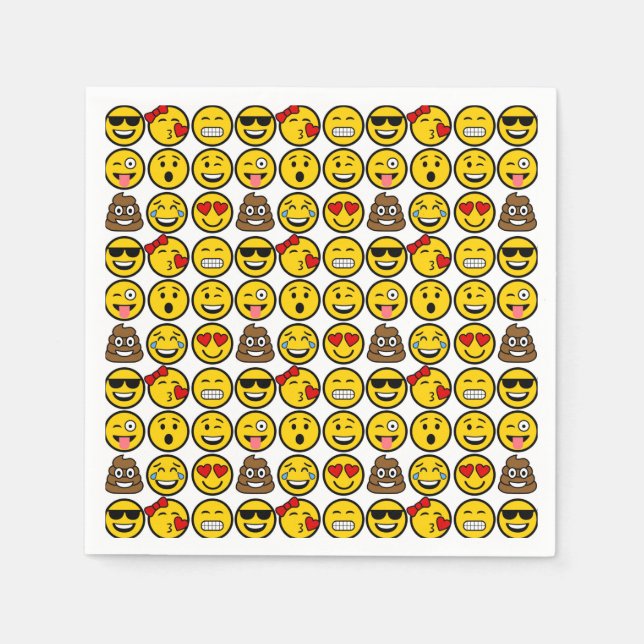 Fun Emoji Pattern Emotion Faces Napkin (Front)