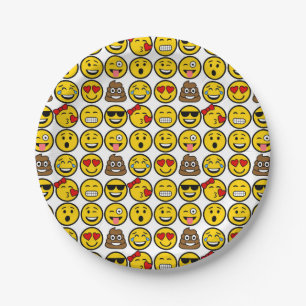 Fun Emoji Pattern Emotion Faces Paper Plate