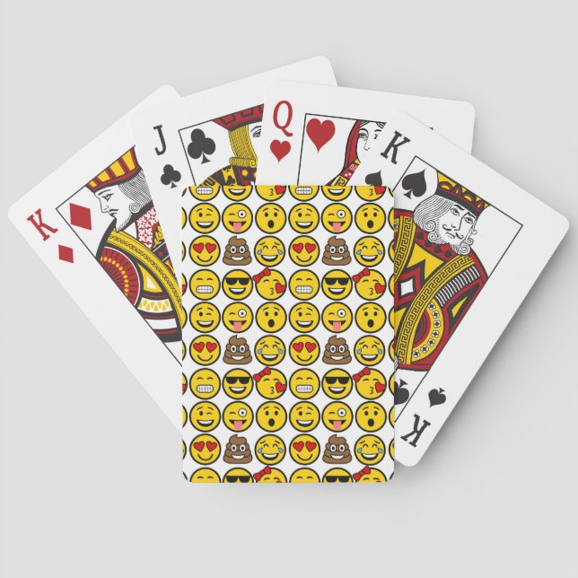 Fun Emoji Pattern Emotion Faces Playing Cards (Back)