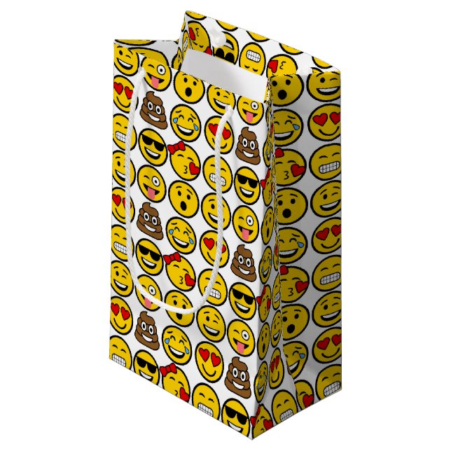 Fun Emoji Pattern Emotion Faces Small Gift Bag (Front Angled)