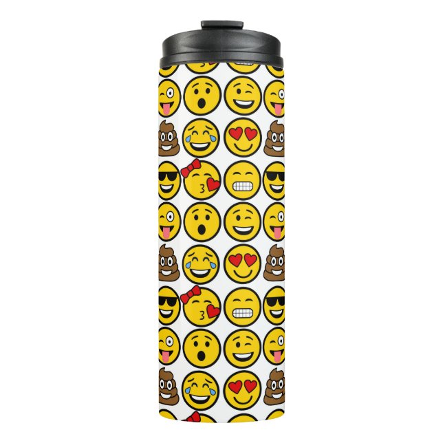 Fun Emoji Pattern Emotion Faces Thermal Tumbler (Front)