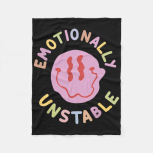 Fun Emotionally Unstable Retro Mental Health Aware Fleece Blanket