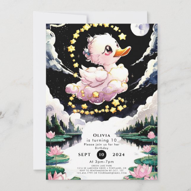 Fun Enchanted Duck Birthday Invitation (Front)