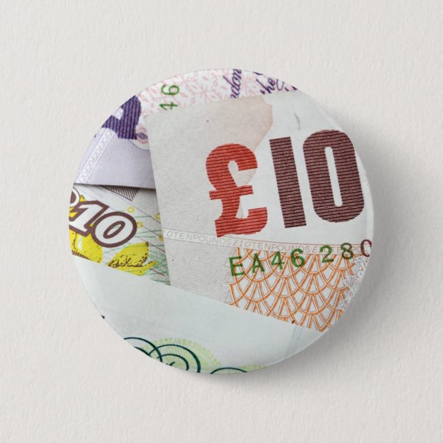 Fun English money pattern accessories Pound notes 6 Cm Round Badge (Front)