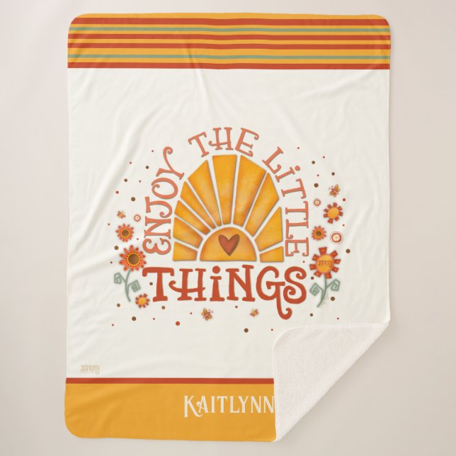 Fun Enjoy the Little Things Quote Inspirivity Sherpa Blanket (Front)