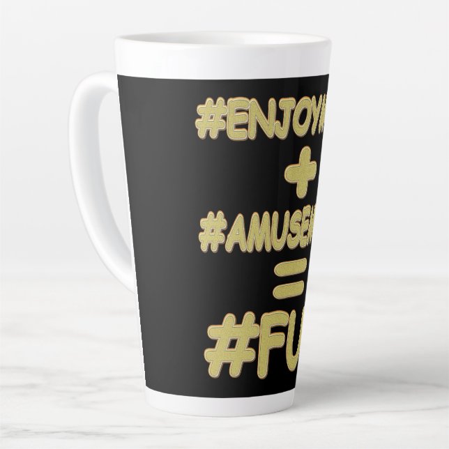 "FUN EQUATION" Cute Expression Design. Buy Now Latte Mug (Left Angle)