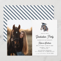Fun Equestrian Watercolor Horse Photo Graduation