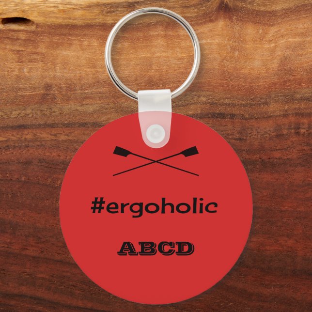 Fun ergoholic slogan personalized initials key ring (Front)