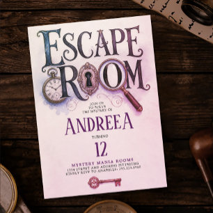 Fun Escape Room Pastel Pink Mystery Solving Spy Invitation