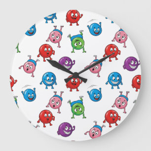 Fun_&_Expressive_Circle_Characters_Seamless_Patter Large Clock