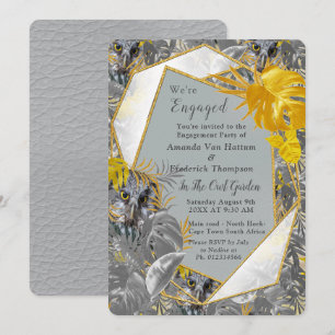 Fun Expressive in Yellow and Grey plant leaves Invitation