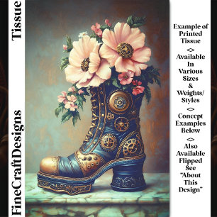Fun Extreme Steampunk Boot, Floral DG2LF Decoupage Tissue Paper