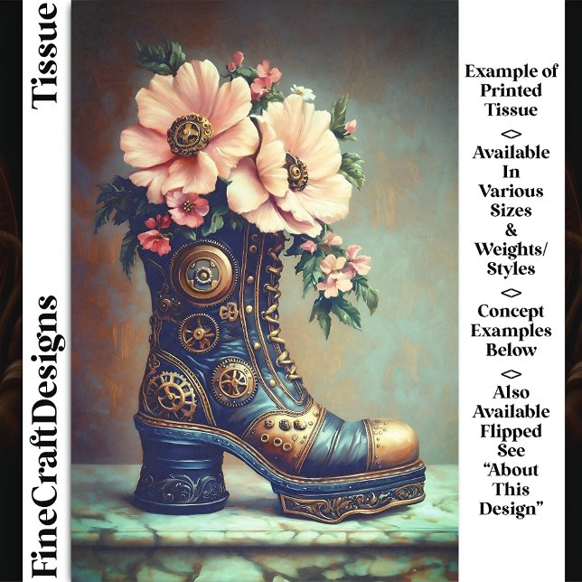 Fun Extreme Steampunk Boot, Floral DG2RF Decoupage Tissue Paper (Creator Uploaded)