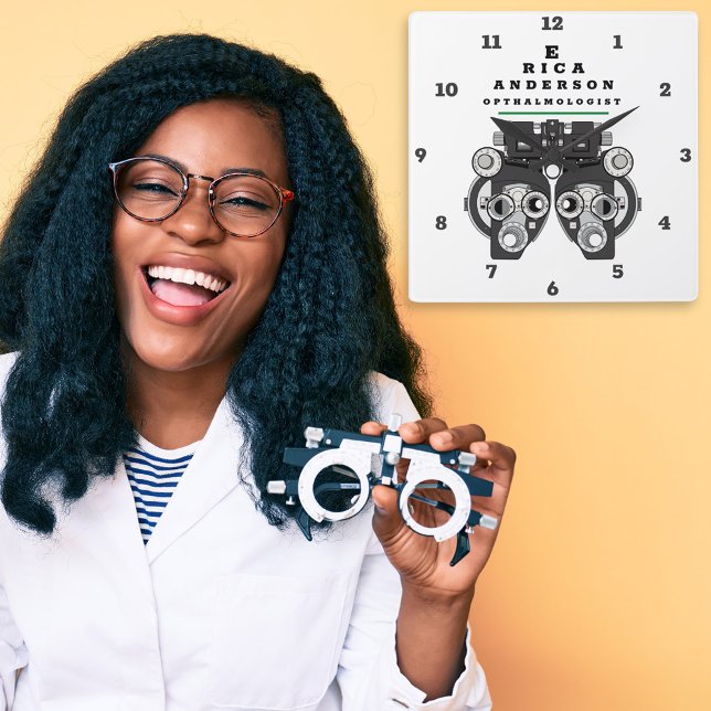 Fun Eye Care Professional Phoropter Square Wall Clock (Creator Uploaded)