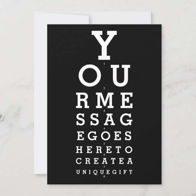 Fun Eyesight Test Chart Personalised Message Invitation (Front)