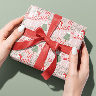 Fun Fa La La Christmas Carol Script Santa Claus Wrapping Paper