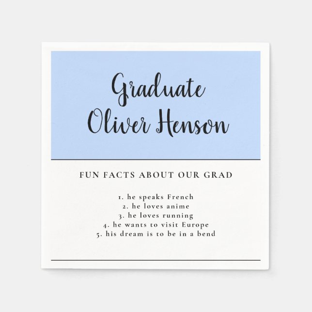 Fun Fact about Graduate Blue Simple Graduation   Napkin (Front)
