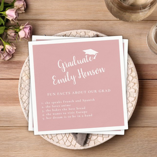 Fun Fact about Graduate Dusty Pink Graduation Napkin (Creator Uploaded)