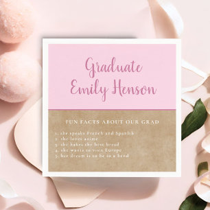 Fun Fact about Graduate Pink Simple Graduation Napkin