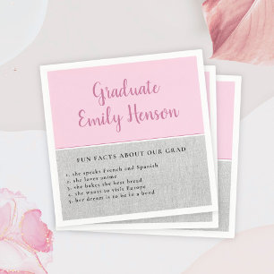 Fun Fact about Graduate Pink Simple Graduation Napkin