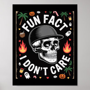 Fun Fact I Don’t Care – Grunge Skull Halloween Att Poster