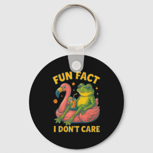 Fun Fact I Don't Care Frog Flamingo Sarcastic Adul Key Ring
