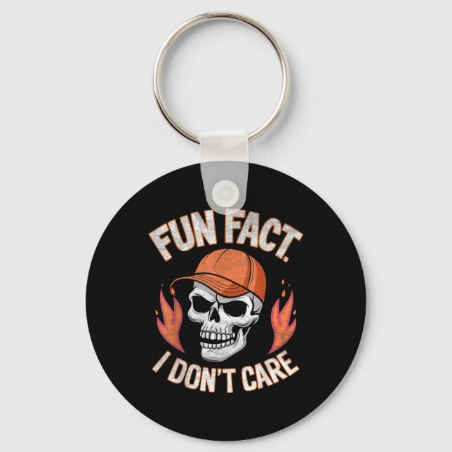 Fun Fact I Dont Care Funny Skeleton Sarcastic Adul Key Ring (Front)