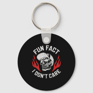Fun Fact I Don't Care Funny Skeleton Sarcastic Men Key Ring