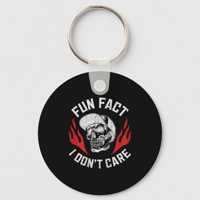 Fun Fact I Don't Care Funny Skeleton Sarcastic Men Key Ring (Front)