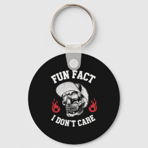 Fun Fact I Don't Care Funny Skeleton Sarcastic Men Key Ring