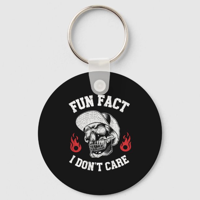 Fun Fact I Don't Care Funny Skeleton Sarcastic Men Key Ring (Front)